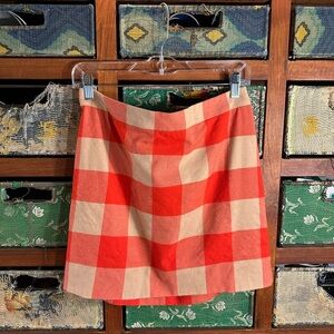 J. Crew Red and Cream Checkered Mini Skirt